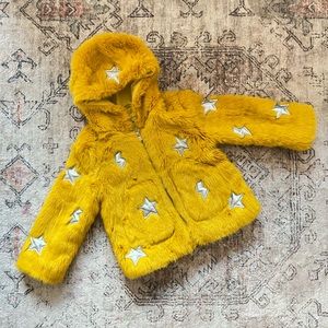 Yellow Zara Faux Fur Coat